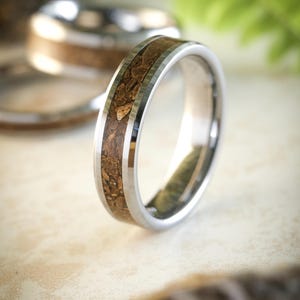 Dinosaur Bone Ring | T-Rex Fossil & Tungsten | Handmade Jewellery for Him or Her | Wedding Band | Birthday | Anniversary | Engagement Ring