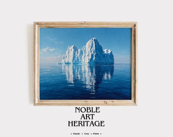 Dipinto vintage di un iceberg - Arte del paesaggio marino in tonalità (download digitale) 5411