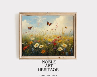 Wildflower Meadow Print – Vintage Cottagecore Butterfly Art (Digital Download) 245
