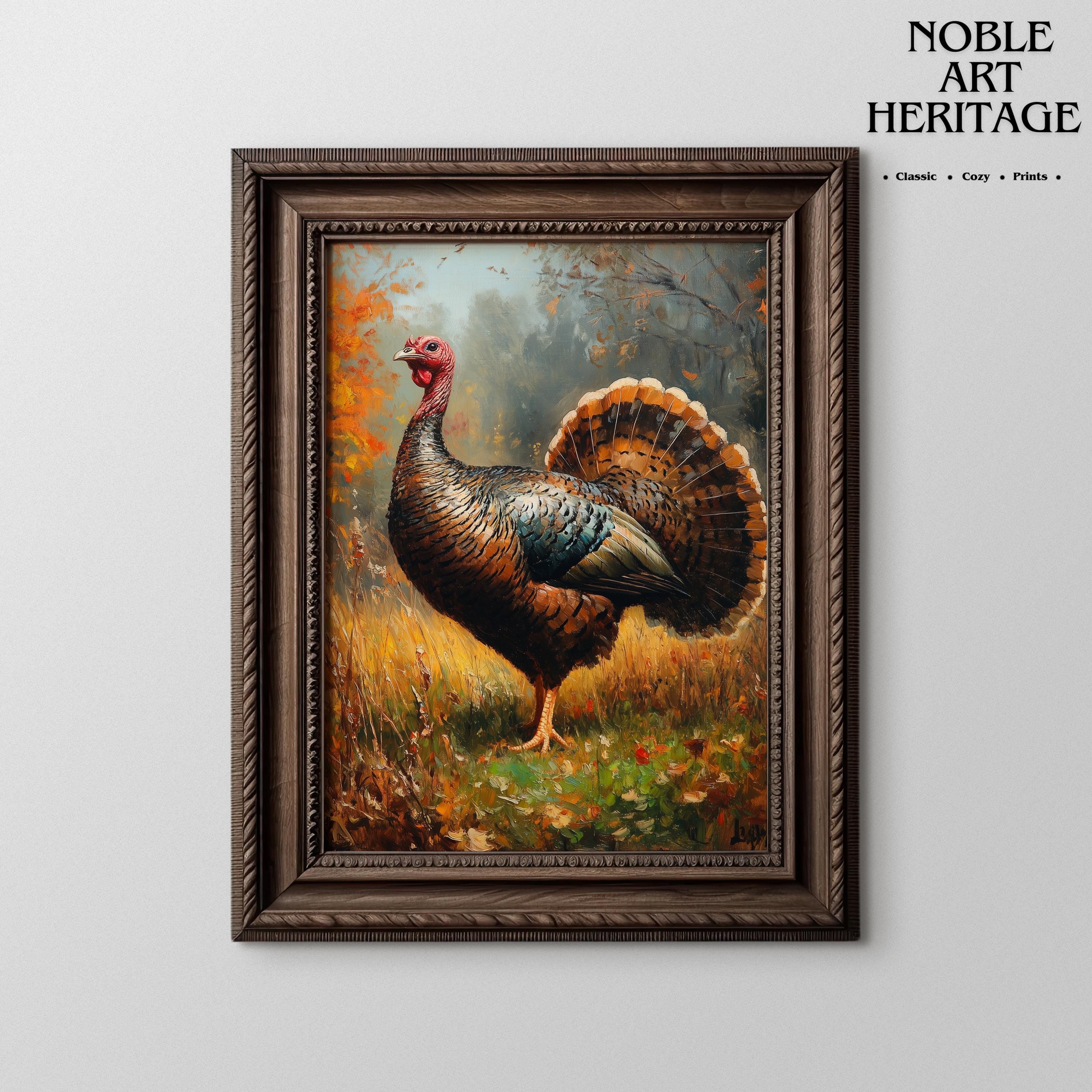 Rustic Autumn Turkey Oil Painting - Classic Fall Wildlife Wall Art