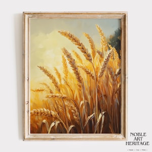 Rustic Autumn Wheat Field Printable - Classic Oil Painting, Golden Wheat Stalks Art, Vintage Farmhouse Wall Decor, Fall Harvest Scene 2801