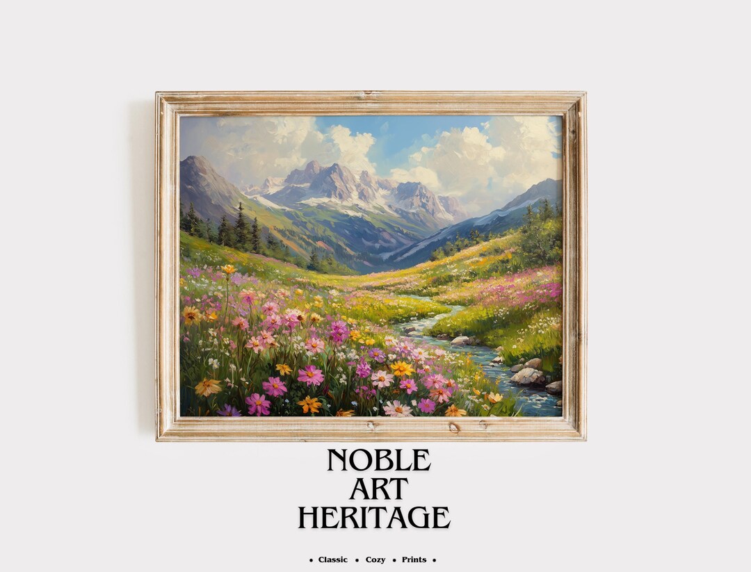 Alpine Valley Oil Painting – Mountain Landscape Art (digital Download ...