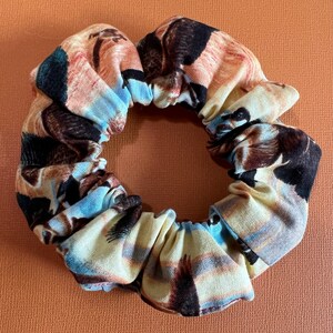 Pheasants at sunrise over the water cotton scrunchies, hair ties, hair care, gifts for nature lovers, bird lovers, outdoors enthusiasts
