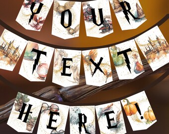 Personalizable magician garland to print, pennant with your own text banner magician pennant chain desired text, party decoration pennant magic