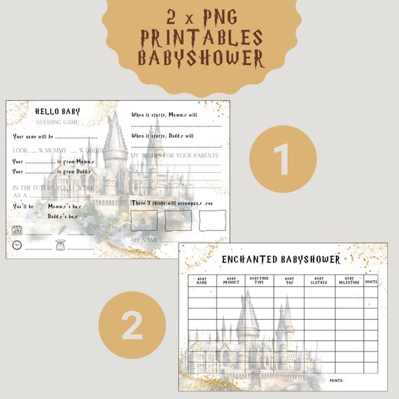 Printable Babyparty "Verzaubertes Ratespiel Kategorien"  in englisch, Zauberer Spiel Babyshower, Partyspiel für HP Babyparty "Hello Baby"