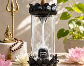 Lotus wierookbrander | Shiva lingam rookwatervalhouder, meditatiedecor