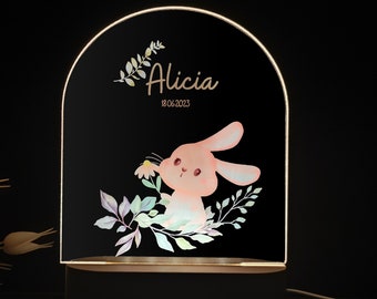 Cute bunny Personalized night light for baby, baby gift birth, night light baby, Personalized Gift baby lamp, Present Idea for kids