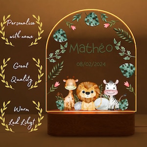 Wooden LED Bedside Lamp for Kids – Custom Name, USB, 15×19 cm