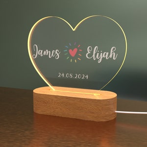 Gay Marriage Gift Lamp Personalized LGBT Anniversary Lovers Custom LED Night Light Heart Homosexual Couple Pride Moth Gay Love Valentine