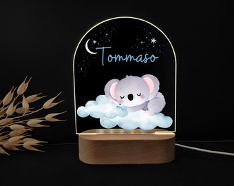 Personalized LED Night Light – Wooden Base, Child’s Name, USB, 15×19 cm