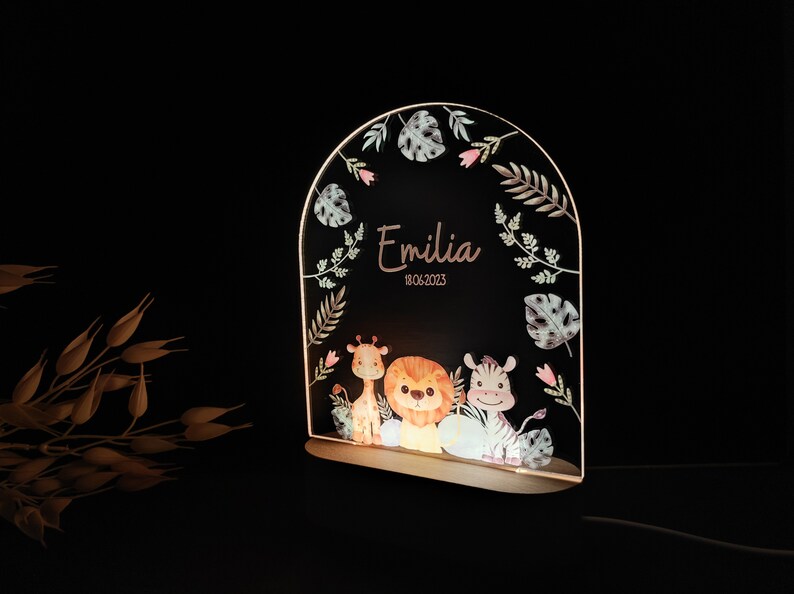 Gepersonaliseerde nachtlampje voor baby dier nachtlampje baby cadeau geboorte nachtlampje baby Led Baby Lamp Cadeau aangepaste naam Lamp voor kinderkamer afbeelding 4