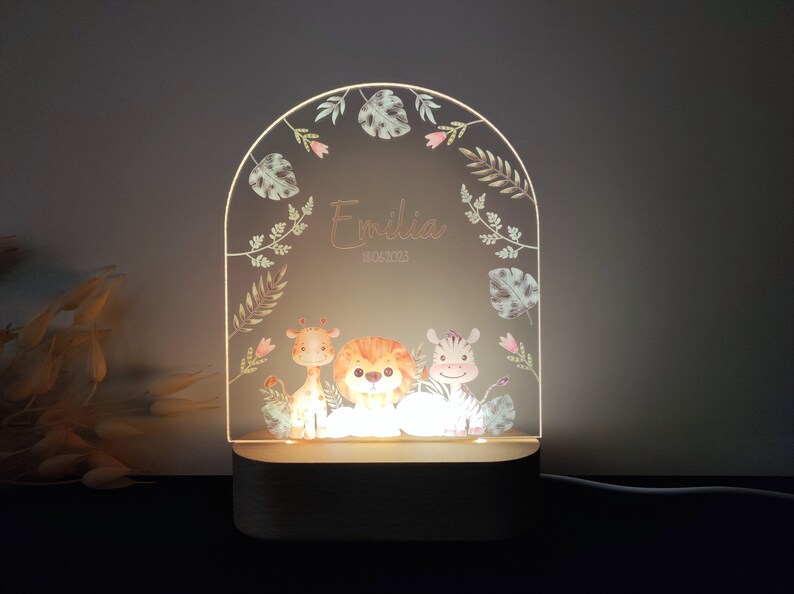 Gepersonaliseerde nachtlampje voor baby dier nachtlampje baby cadeau geboorte nachtlampje baby Led Baby Lamp Cadeau aangepaste naam Lamp voor kinderkamer afbeelding 5