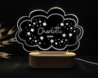 Gepersonaliseerd wolklampcadeau, gepersonaliseerde lamp, verjaardagscadeauidee, wolkenlamp met LED-strip - gepersonaliseerd ontwerp, wolkvormig cadeau