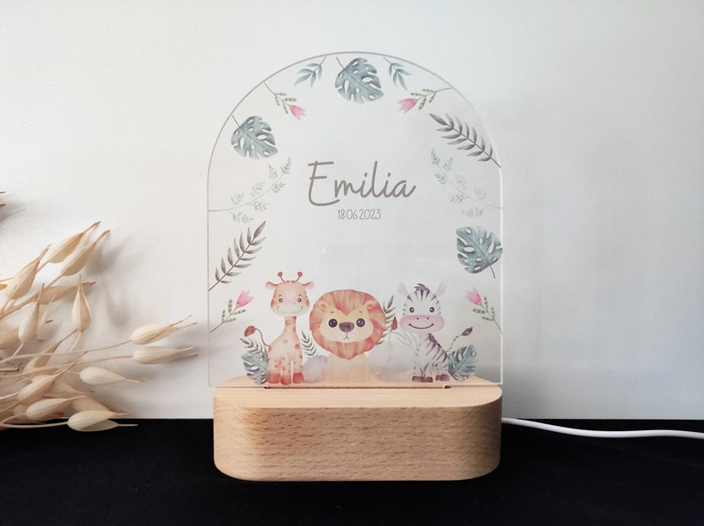 Gepersonaliseerde nachtlampje voor baby dier nachtlampje baby cadeau geboorte nachtlampje baby Led Baby Lamp Cadeau aangepaste naam Lamp voor kinderkamer afbeelding 2