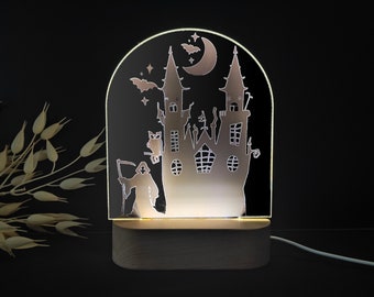 Veilleuse LED unique sur le thème d'Halloween – Décoration et cadeau parfaits pour maison hantée, manoir fantôme, cadeau effrayant d'Halloween.