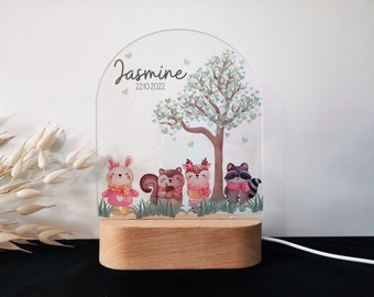 Veilleuse prénom personnalisée pour bébé Lampe personnalisée pour enfant avec animaux Plaque acrylique personnalisée Lampe LED personnalisée pour bébé Cadeau personnalisé