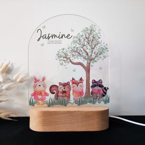 Customized name night light for baby Personalized Child Lamp with Animals Custom Acrylic Plate Personalized baby LED lamp Personalized Gift