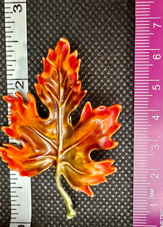 HAR signed, orange leaf brooch - image 3
