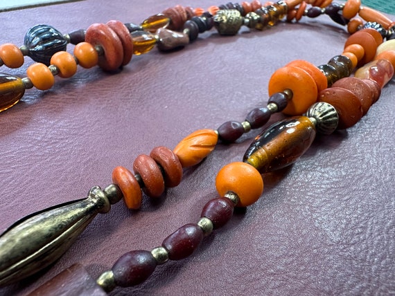 Vintage necklace /beads /glass, wood stunning, un… - image 7