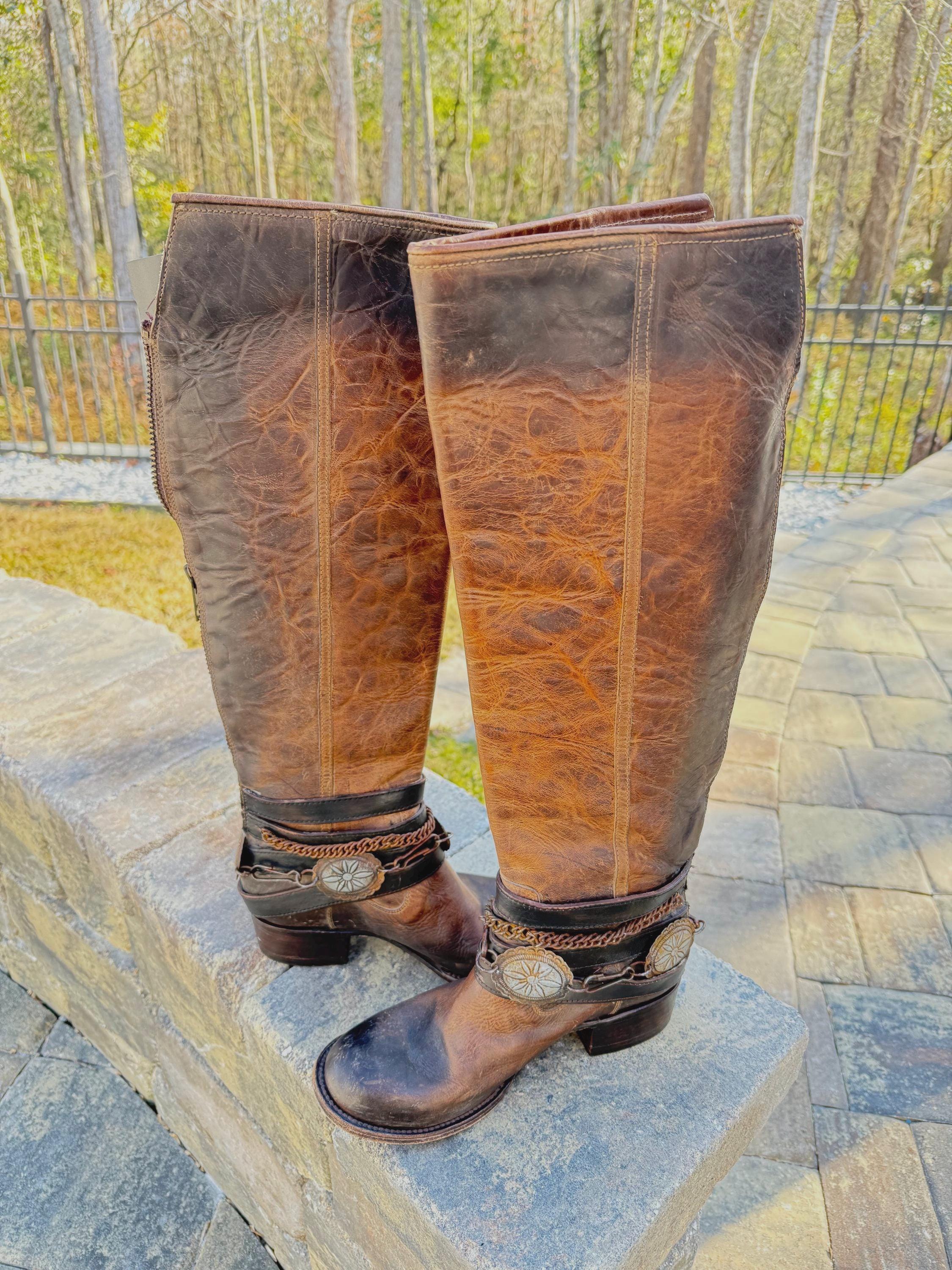 COPY - Freebird by Steven men’s boot Freebird by Steven Aspen Brown Leather Cowgirl Boots, Chain  main image 2