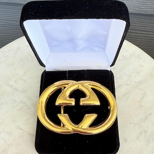 Gucci  Vintage. 80’s GG interlocking Logo  Belt Buckle Goldtone