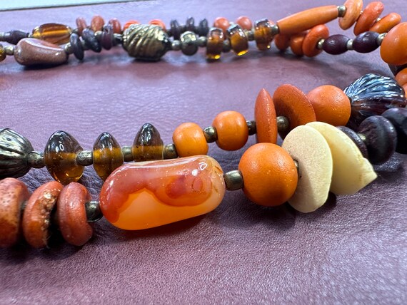 Vintage necklace /beads /glass, wood stunning, un… - image 6
