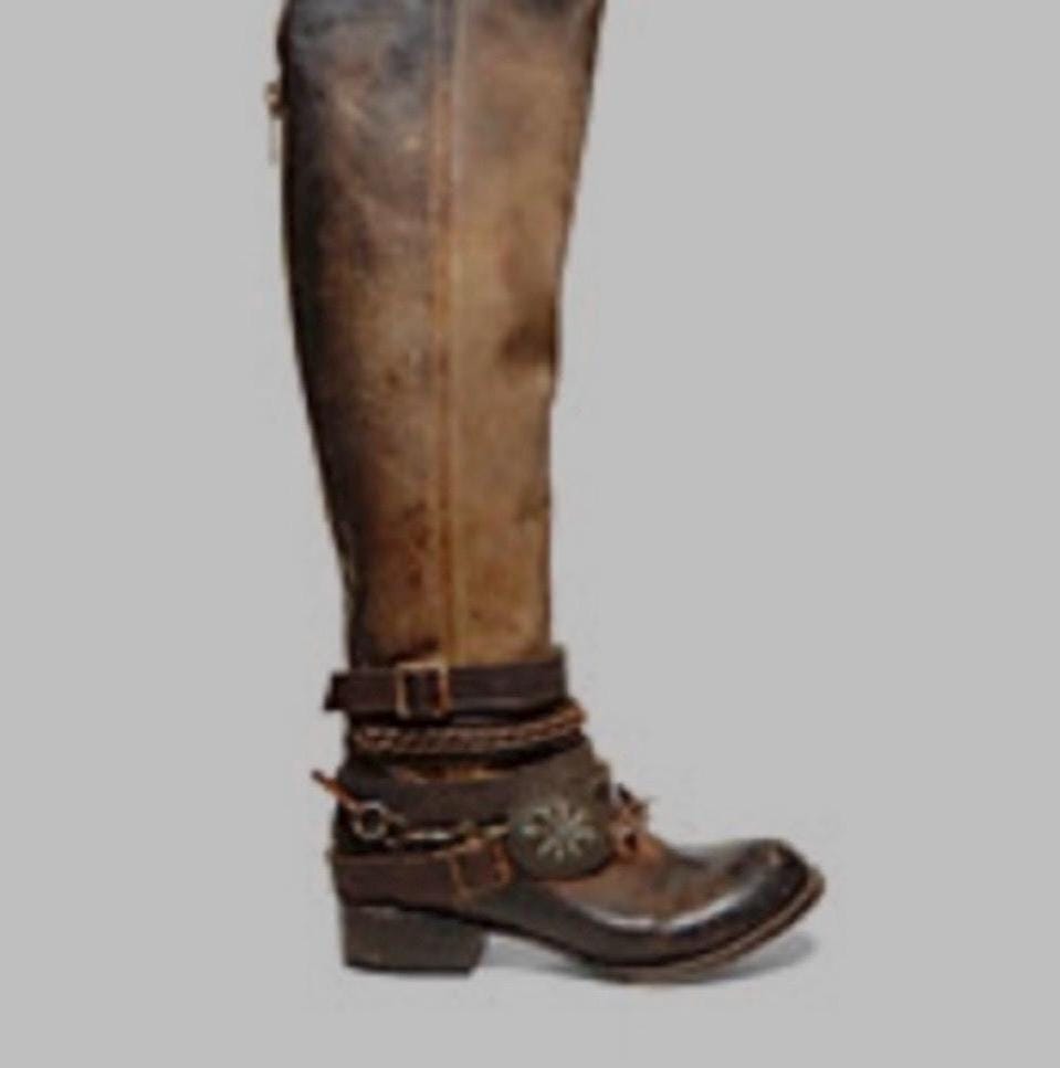 Freebird by Steven Aspen Brown Leather Cowgirl Boots, Chain  display picture 1