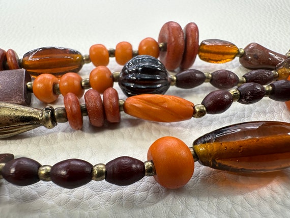 Vintage necklace /beads /glass, wood stunning, un… - image 8