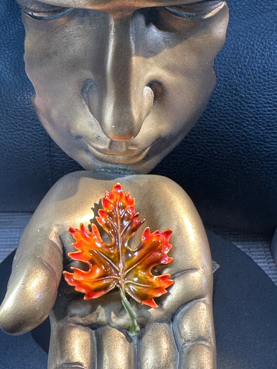 HAR signed, orange leaf brooch - image 4