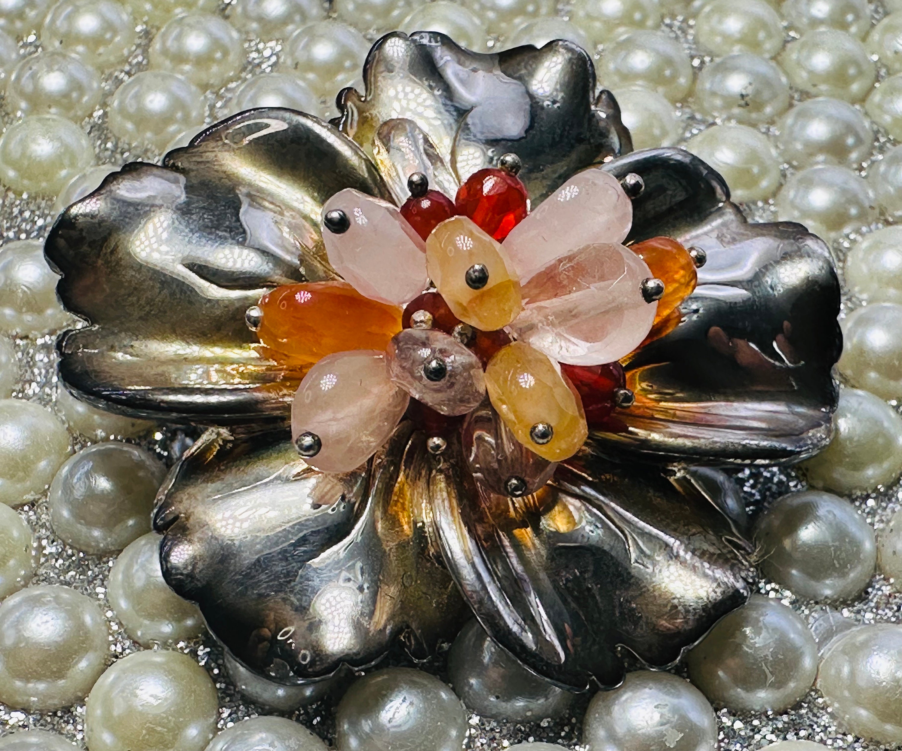 THAILAND STERLING ブローチ Vintage Thai Sterling Silver Flower Brooch /pendant-marked