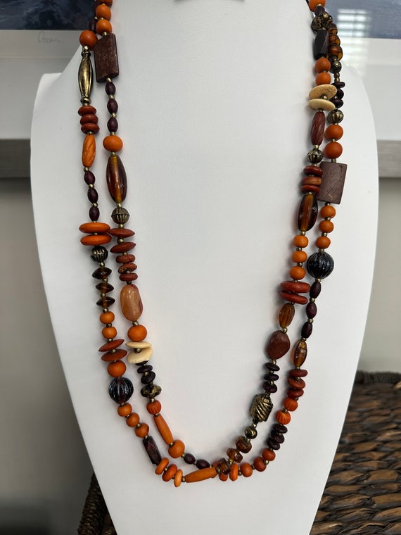 Vintage necklace /beads /glass, wood stunning, un… - image 3