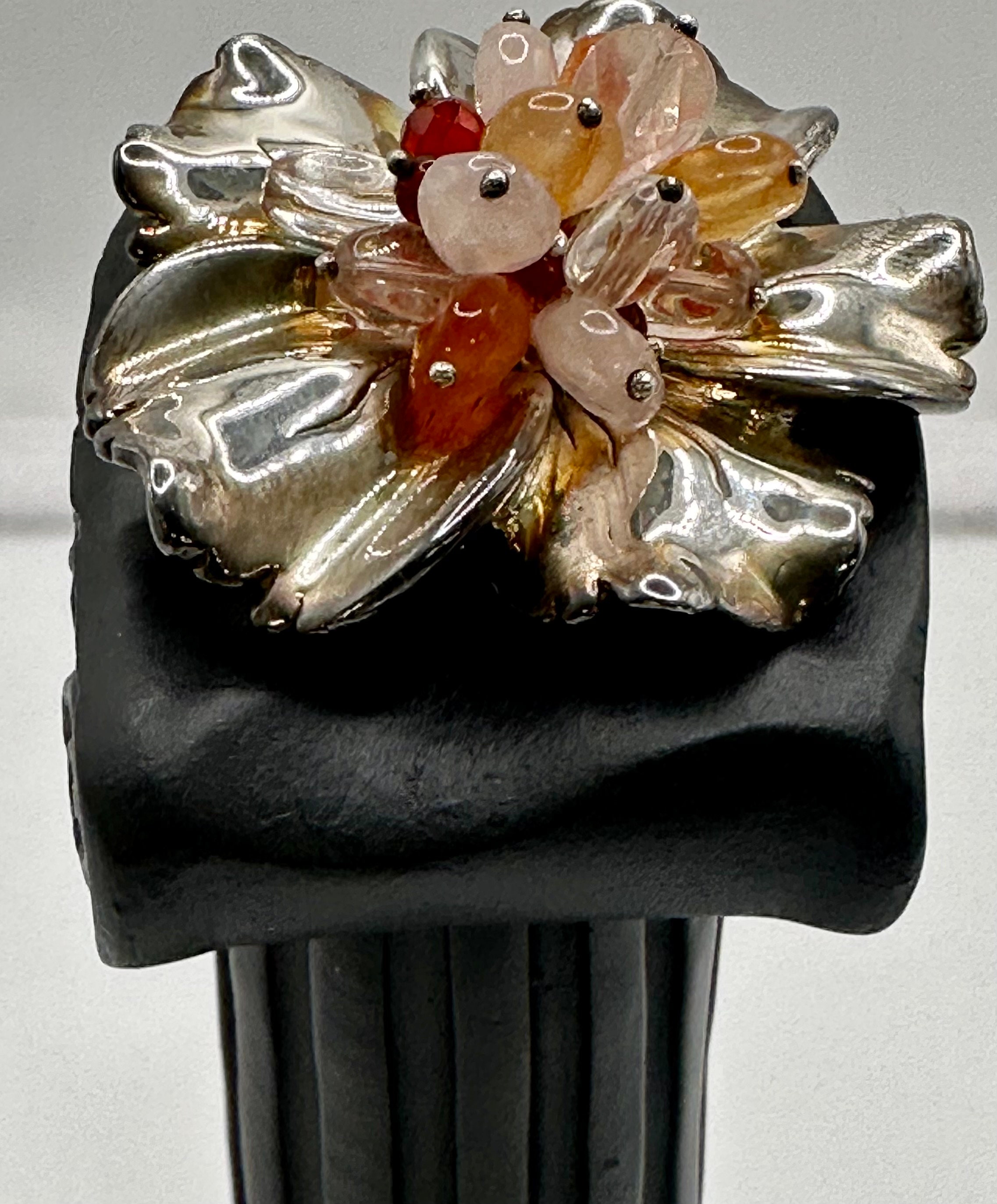 THAILAND STERLING ブローチ Vintage Thai Sterling Silver Flower Brooch /pendant-marked