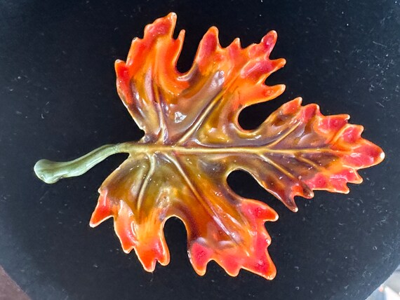 HAR signed, orange leaf brooch - image 1