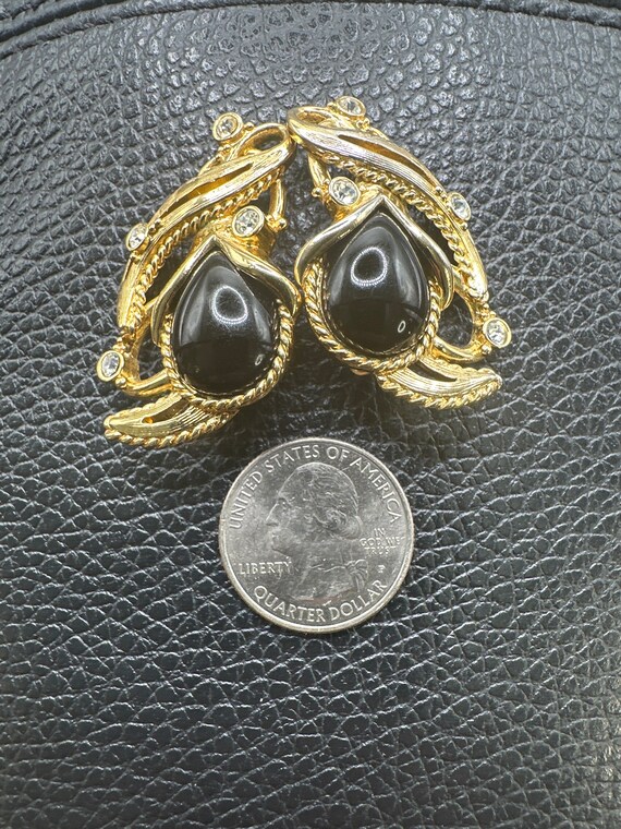 Barrera signed for AVON Earrings gold with black … - image 10