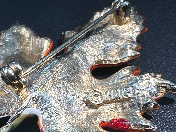 HAR signed, orange leaf brooch - image 7