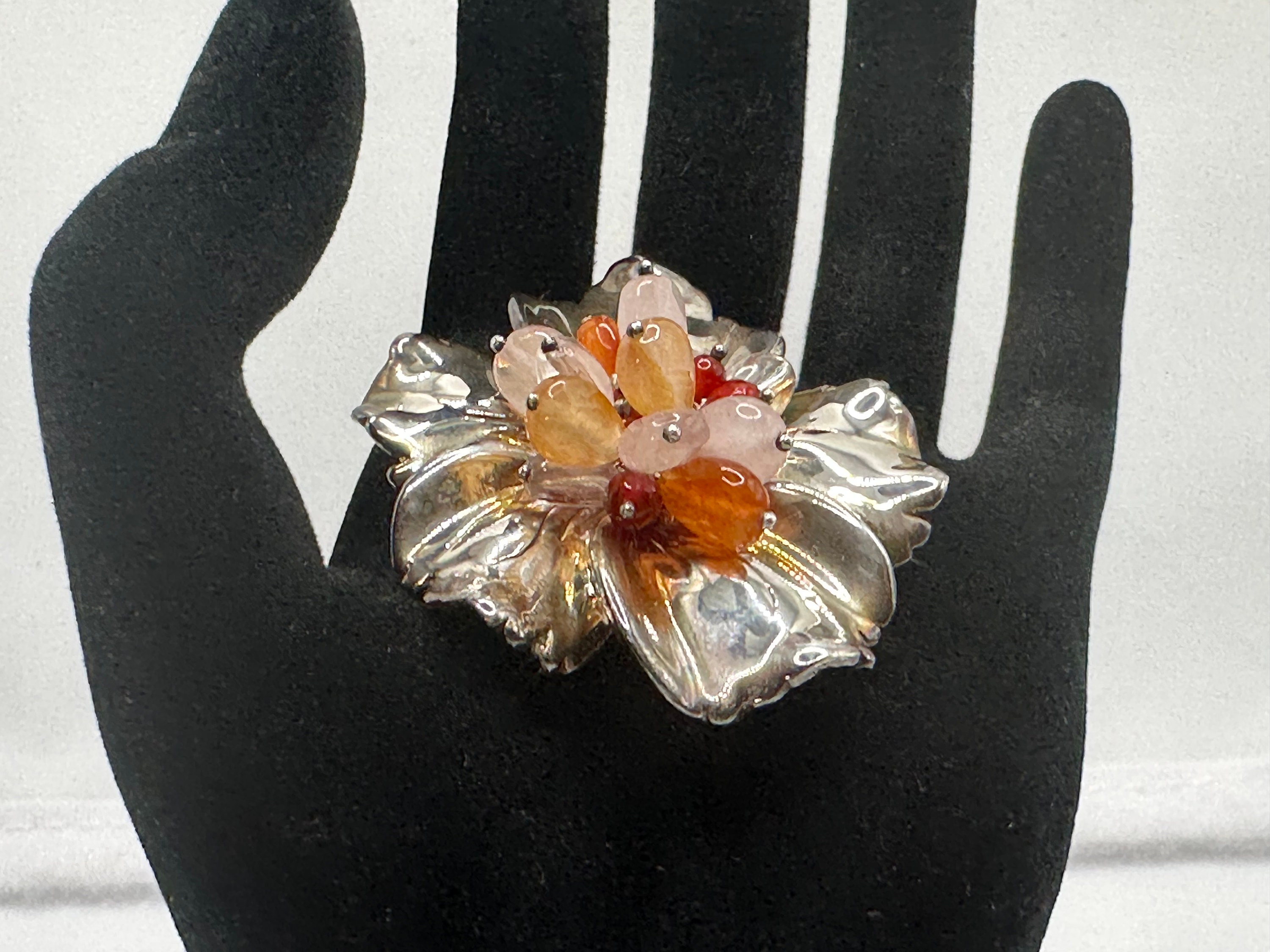 Vintage Thai Sterling Silver Flower Brooch /pendant-marked