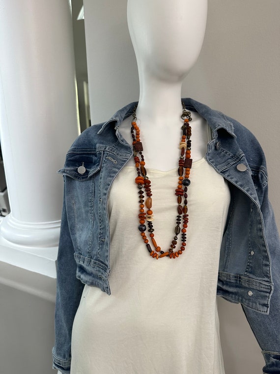 Vintage necklace /beads /glass, wood stunning, un… - image 2