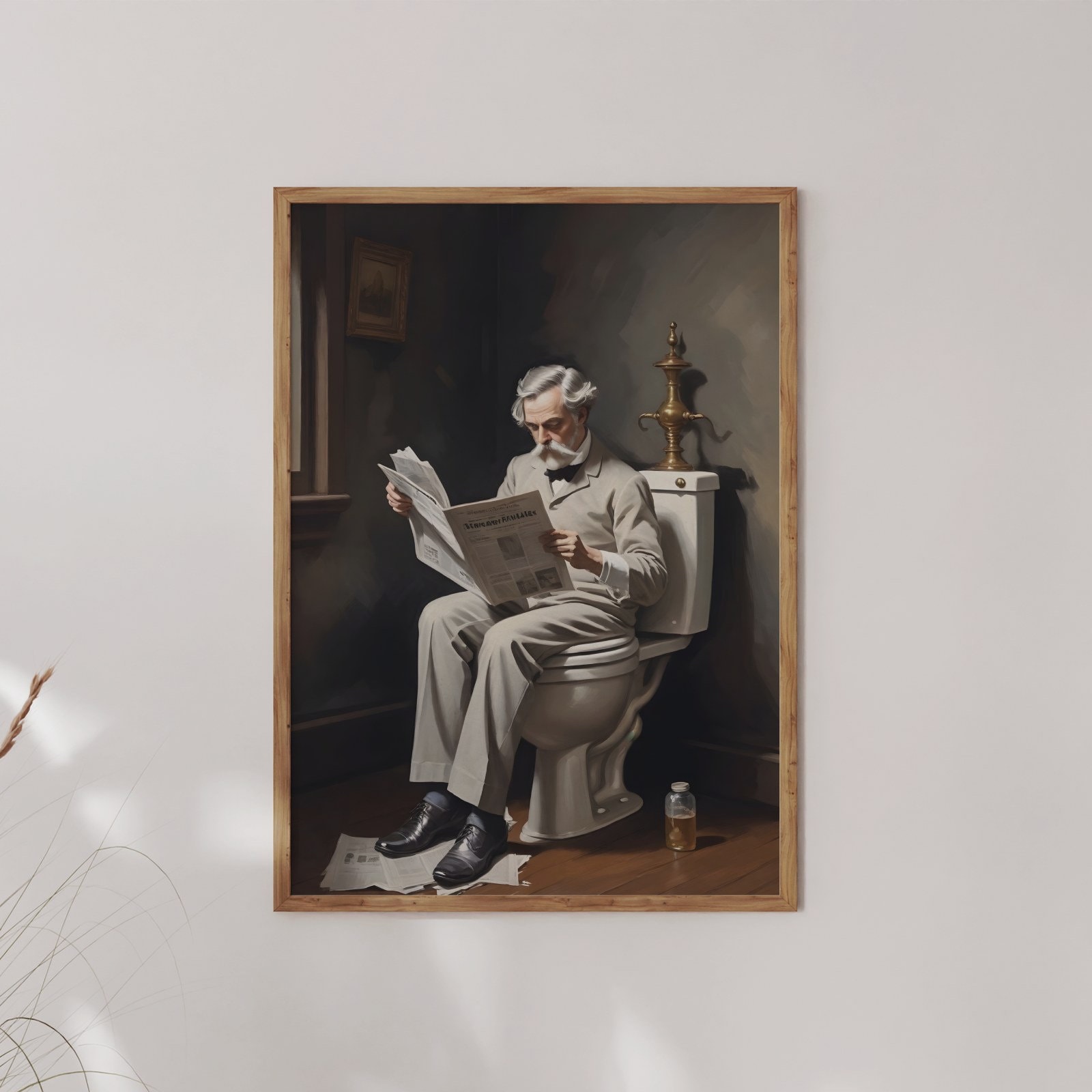 Victorian Man on the Toilet Print Funny Bathroom Poster, Classical ...