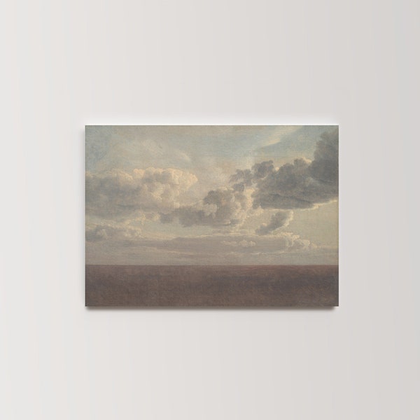 Study of Clouds Over the Sea Christoffer Wilhelm Eckersberg | Neutral Tone Oil Painting, Vintage Muted Coastal Print, Shoreline Print Poster