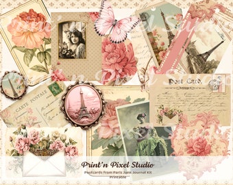 Vintage Paris Ephemera: Printable Postcards, Tags, and Papers (Digital Download)