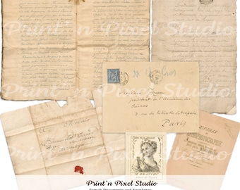 Antique French Documents Digital Download, Envelopes, Letters, Ephemera