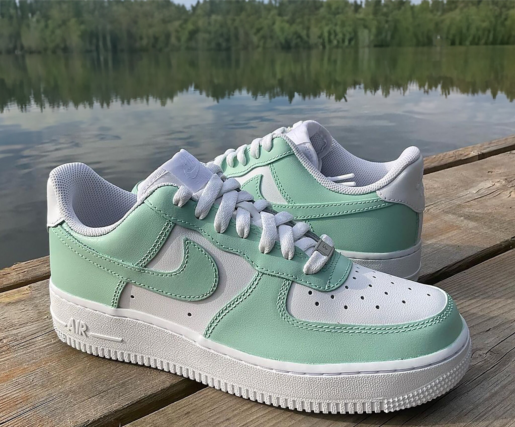 Custom nike air force 1 mid sage avocado green tea