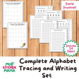 Alphabet Tracing/Writing, Knowledge Practice Set for Homeschool, Preschool, Montessori, and Daycare. Fun + Easy Creative Learning Activities