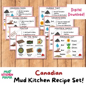 Canadian Mud Kitchen Recipes, Learning Resource for Outdoor Forest School, Montessori, Homeschool, Creative Printable, Preschool Activity