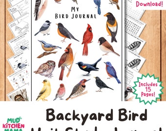 Backyard Bird Journal and Independent Unit Study Set for Homeschool, Montessori, Preschool, Forest School, Fun Creative Learning Activities