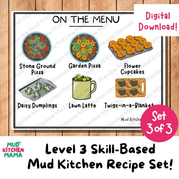 Advanced Mud Kitchen Recipe Set 3/3, Fun Learning Resource, Outdoor Forest School, Montessori, Homeschool, Creative Printable, Pretend Play
