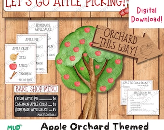 Apple Orchard Flisat Sensory Bin Pretend Play Kit, for Homeschool, Preschool, Montessori, and Daycare, Creative learning activities for Fall