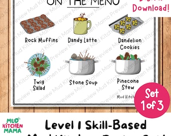 Beginner Mud Kitchen Recipe Set 1/3, Fun Learning Resource, Outdoor Forest School, Montessori, Homeschool, Creative Printable, Pretend Play