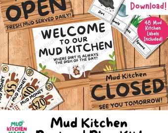 Mud Kitchen Dramatic Play, Pretend Play, Outdoor Activities for Early Learning, Forest School, Home School, Montessori/Preschool Printable
