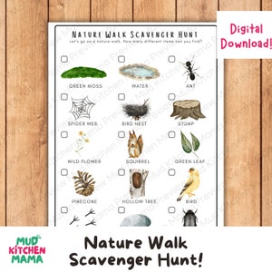 Nature Walk Scavenger Hunt for Kids, Outdoor Activity/Nature Study for Creative Learning, Home School, Forest Schools, Montessori, Preschool